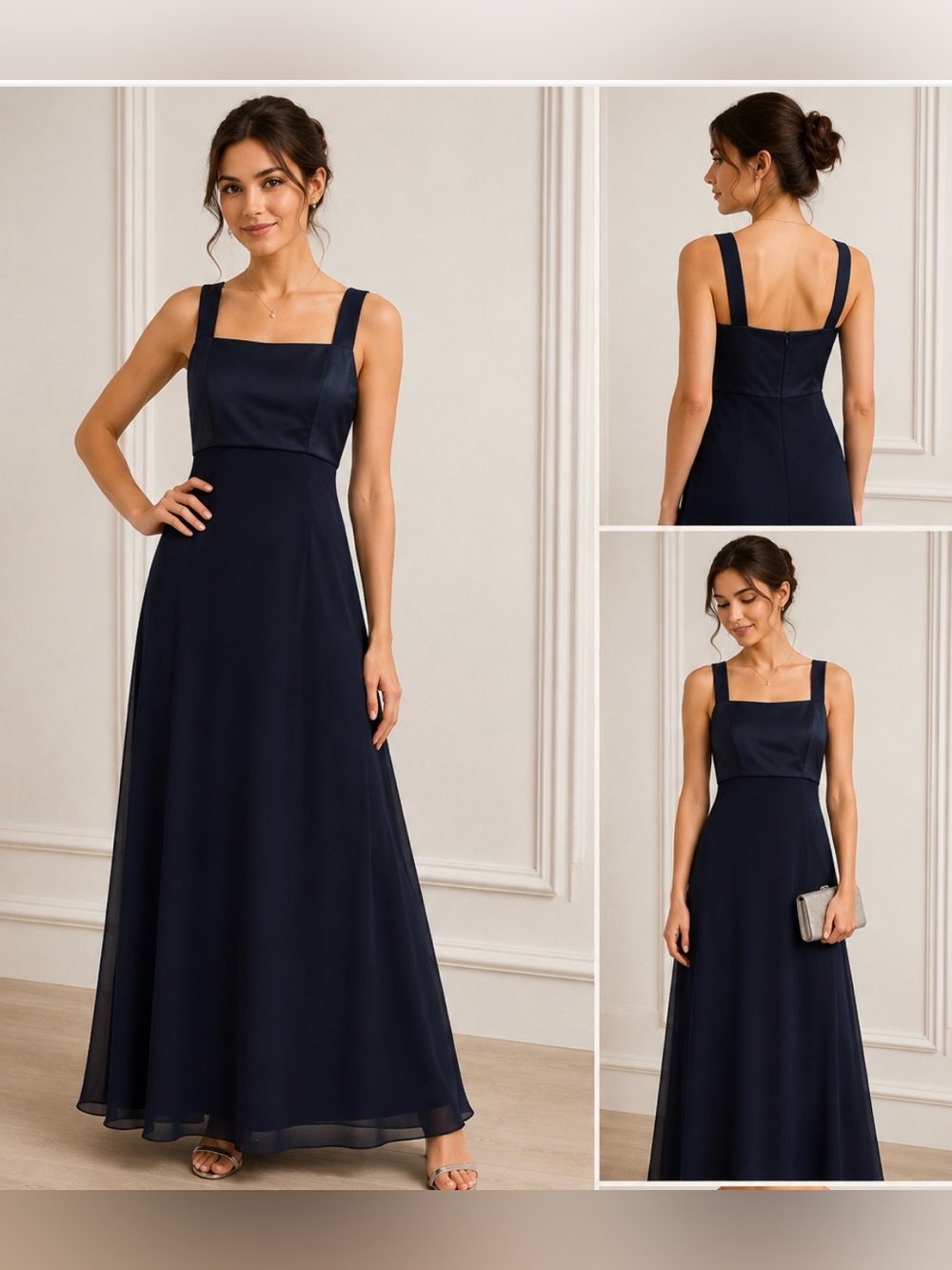 NWT Night Way Collections Navy Blue Formal Evening  Maxi Gown 10P Made in USA